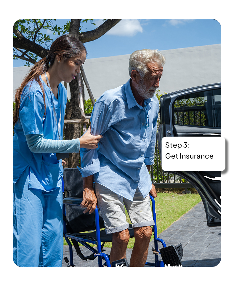 Man being helped by an NEMT driver